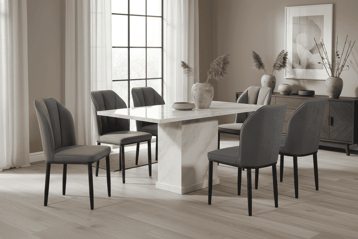 1+6 Marble Dining Set (1400mm) (T395 + C411F)